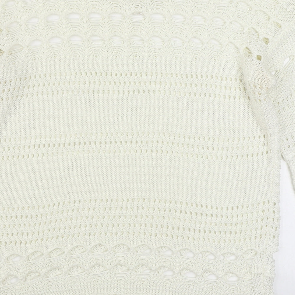 NEXT Womens White Round Neck  Acrylic Pullover Jumper Size M