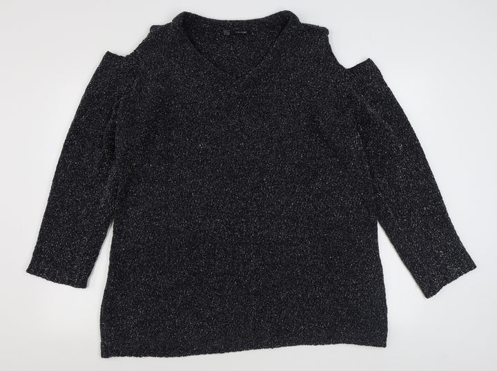 Body Flirt Womens Grey V-Neck Polyester Pullover Jumper Size L