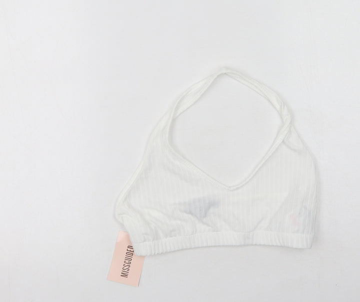 Missguided Womens White Polyester Camisole Tank Size 12 Round Neck