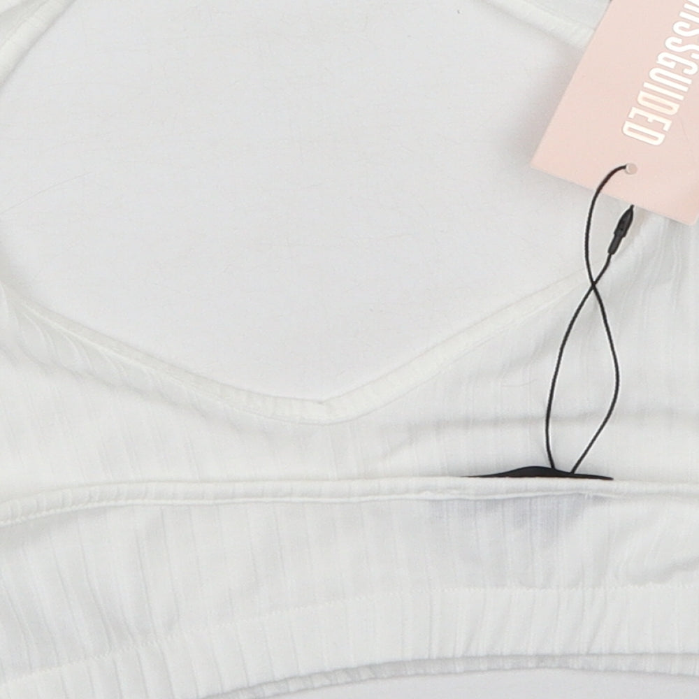 Missguided Womens White  Polyester Camisole Tank Size 12 Round Neck