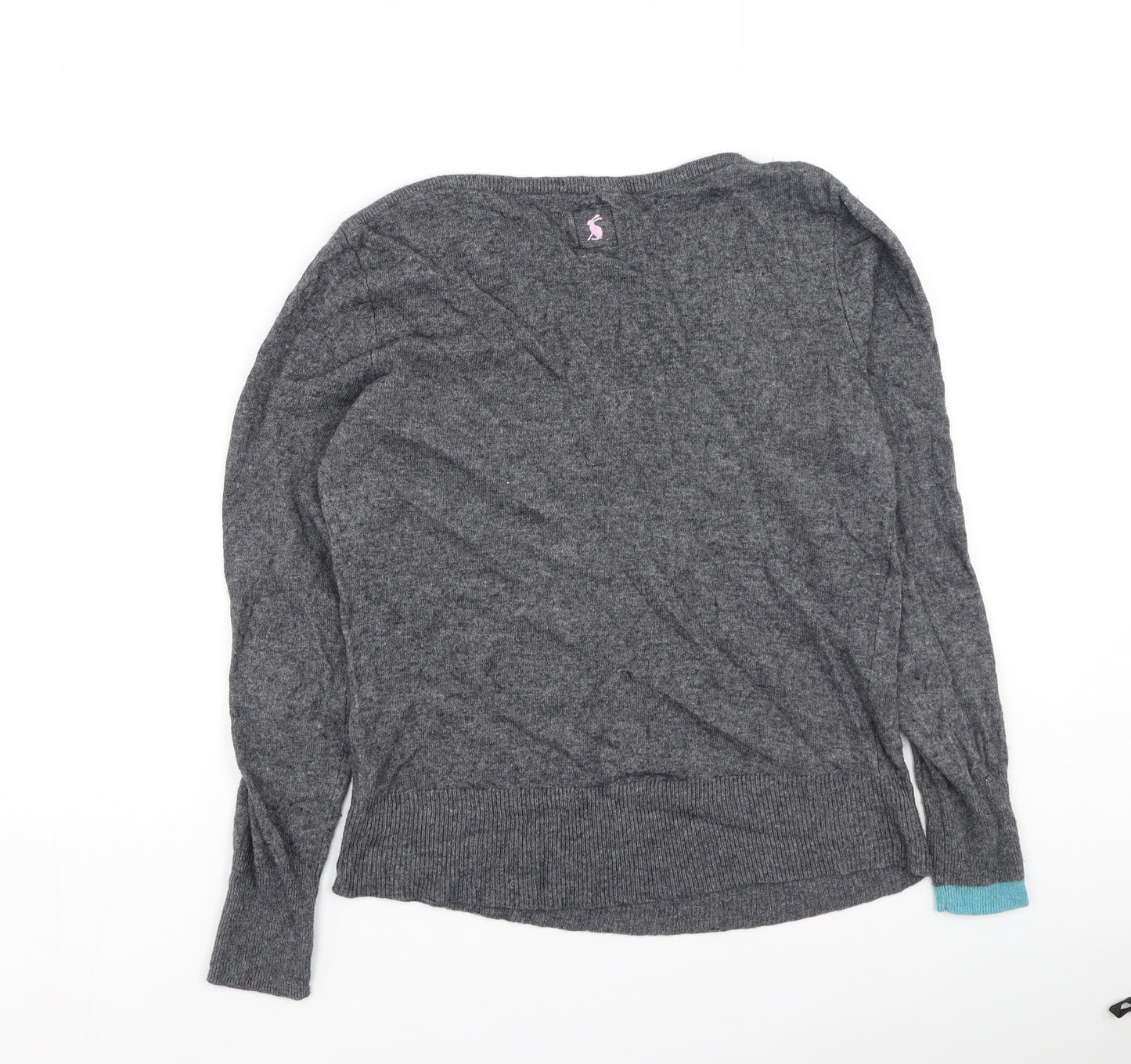 Joules Womens Grey Round Neck  Viscose Pullover Jumper Size 12   - birds