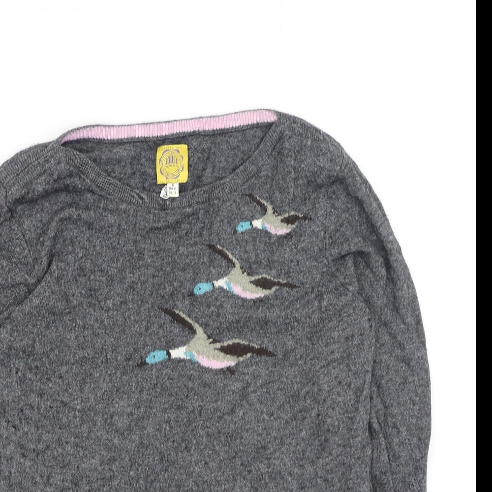 Joules Womens Grey Round Neck  Viscose Pullover Jumper Size 12   - birds
