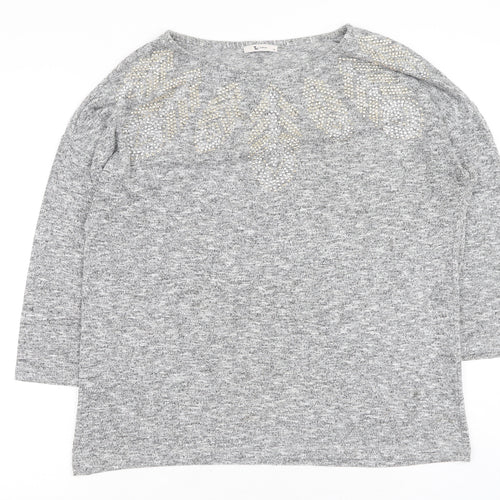 TU Womens Grey  Polyester Pullover Sweatshirt Size 14