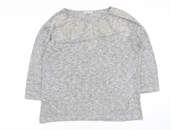 TU Womens Grey  Polyester Pullover Sweatshirt Size 14