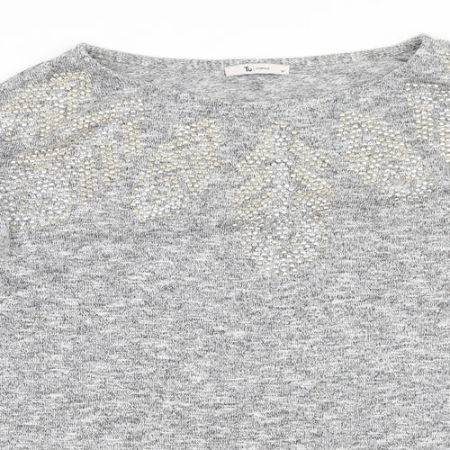TU Womens Grey  Polyester Pullover Sweatshirt Size 14