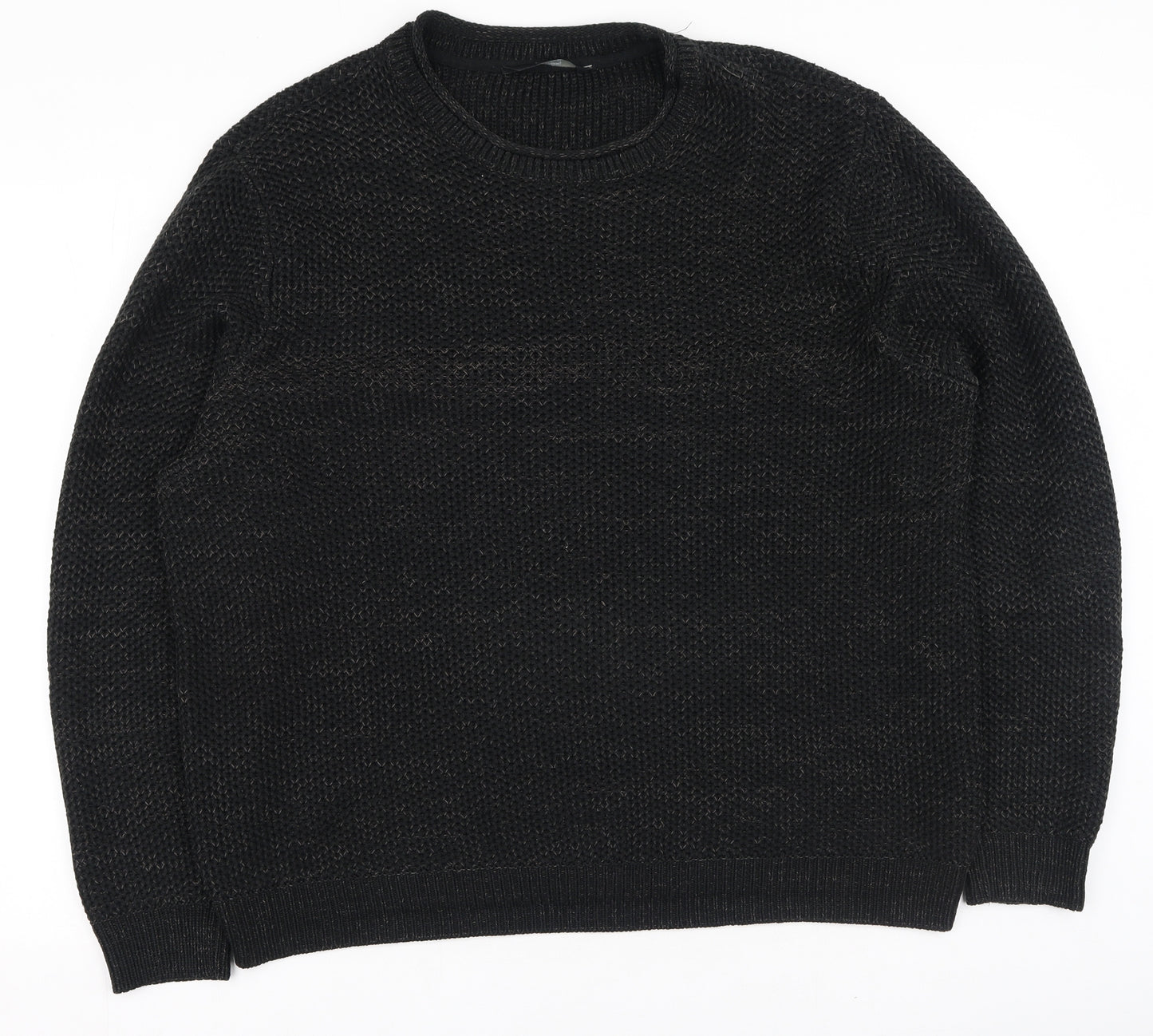 George  Mens Black Round Neck  Acrylic Pullover Jumper Size L