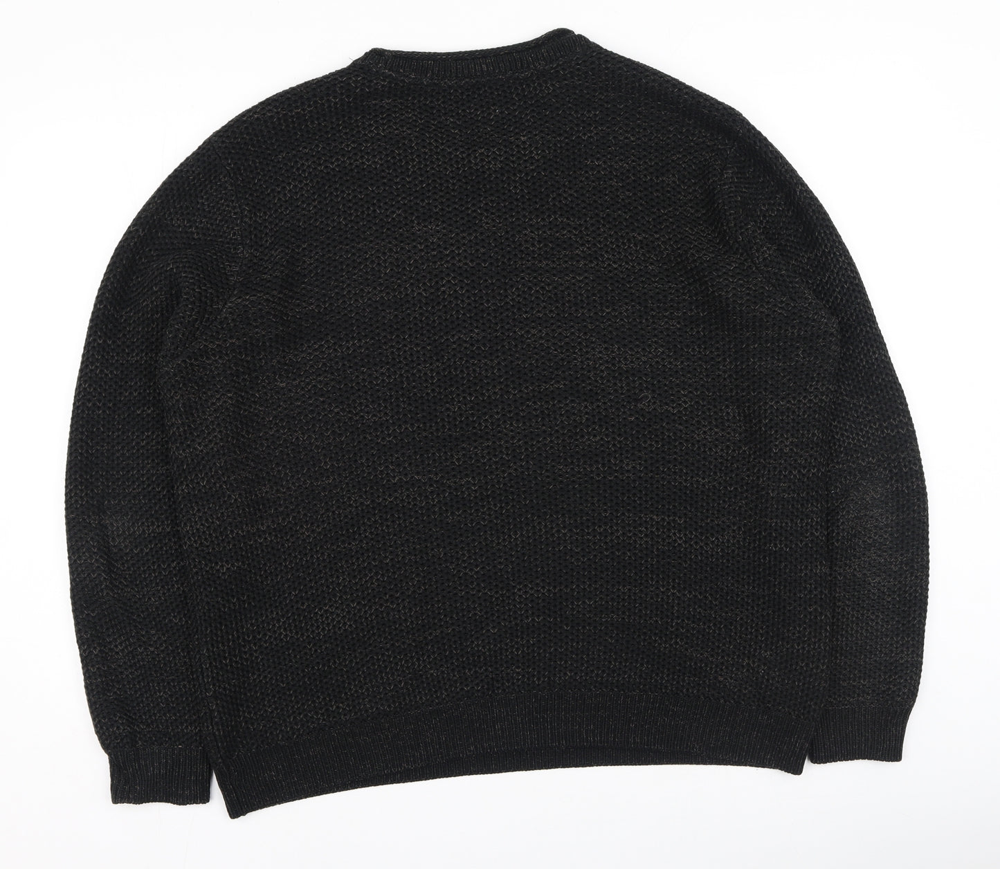 George  Mens Black Round Neck  Acrylic Pullover Jumper Size L