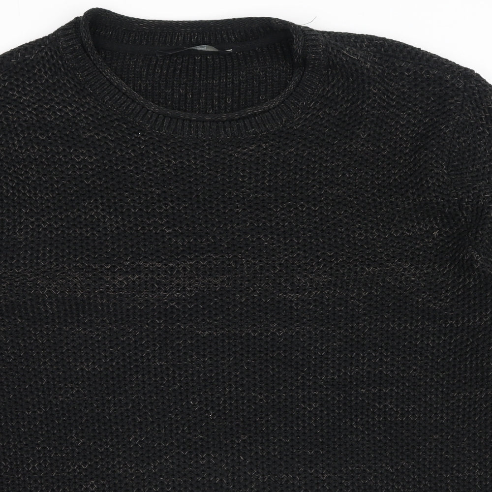 George  Mens Black Round Neck  Acrylic Pullover Jumper Size L