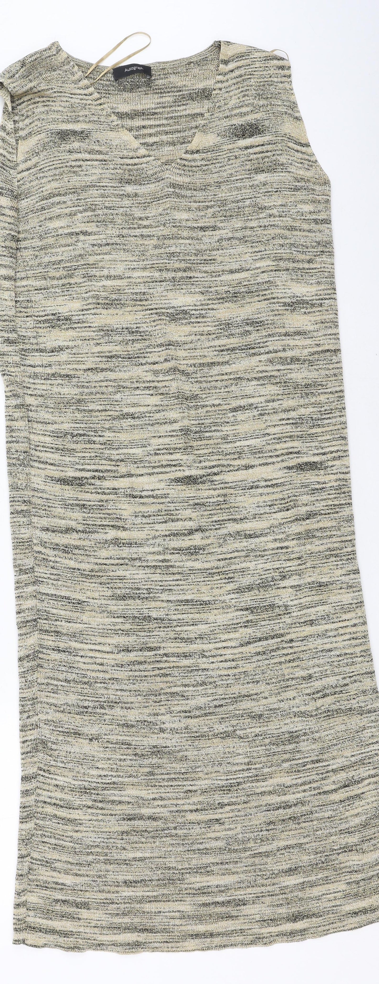 Marks and Spencer Womens Gold  Viscose Bodycon  Size 14  V-Neck
