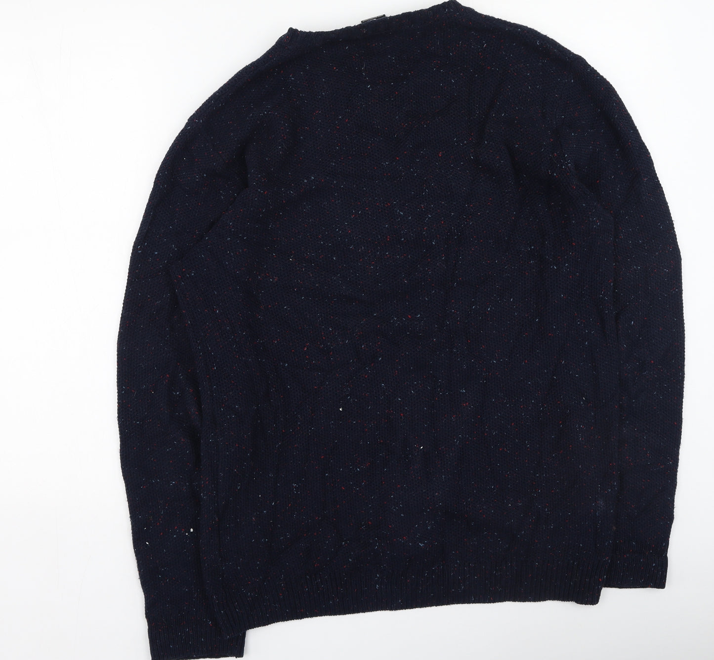 FSBN Mens Blue Round Neck  Polyester Pullover Jumper Size L