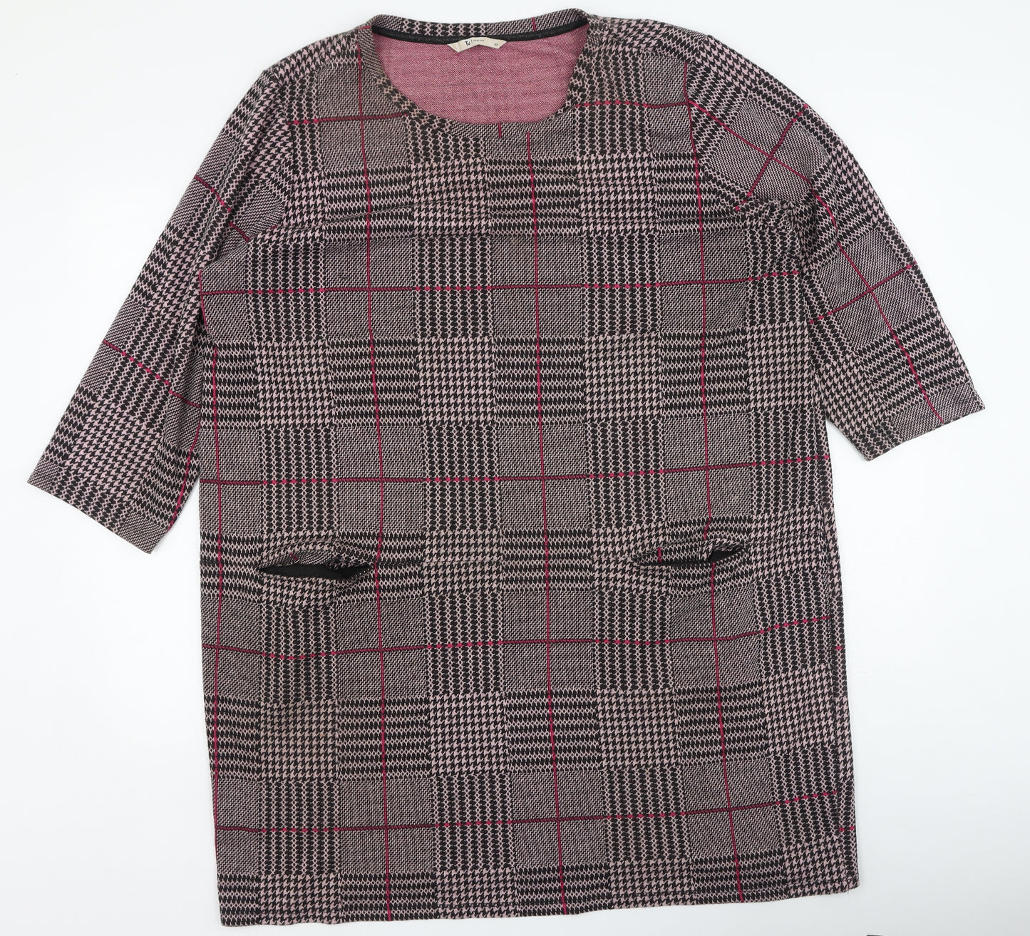 TU Womens Multicoloured Plaid Polyester Bodycon  Size 20  Round Neck