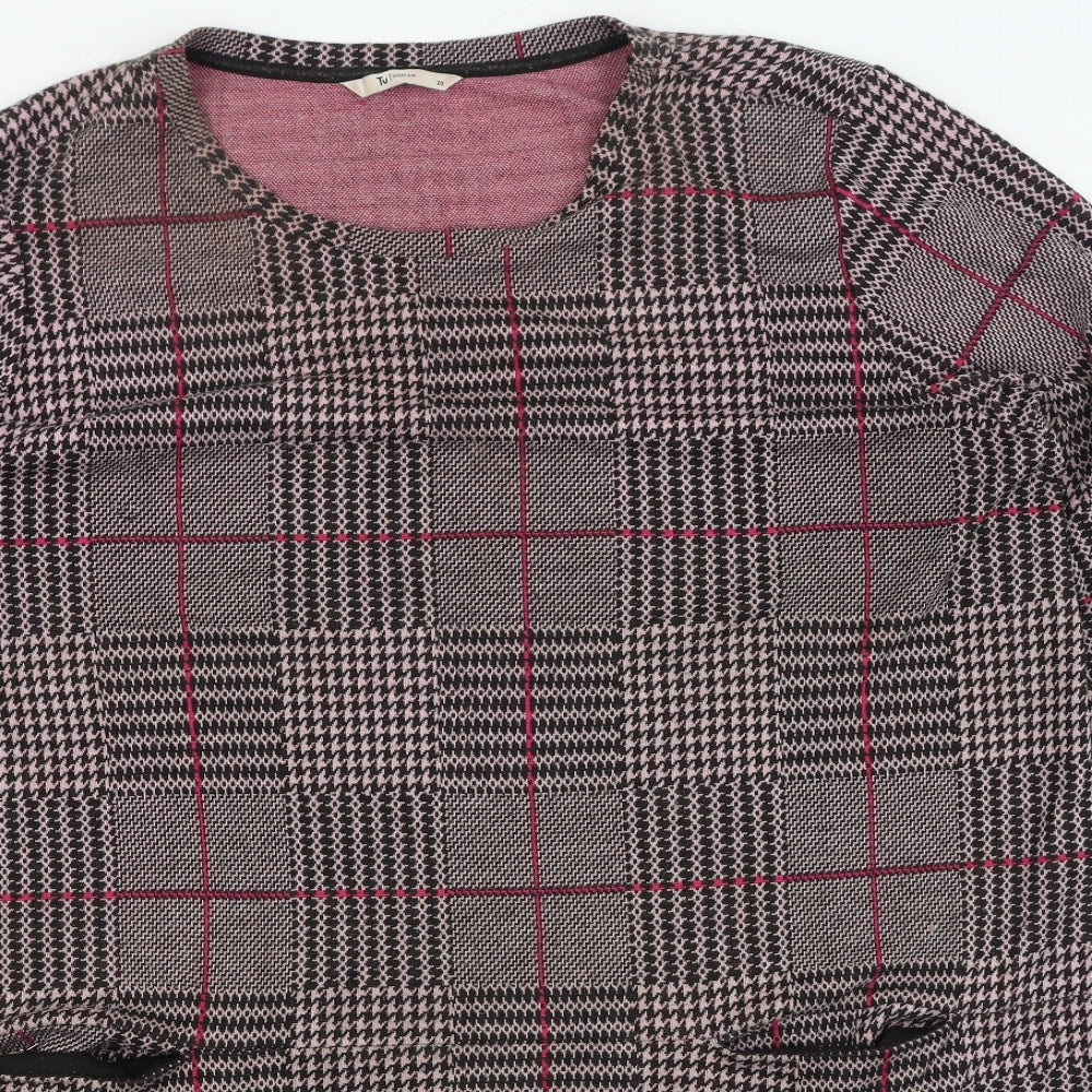 TU Womens Multicoloured Plaid Polyester Bodycon  Size 20  Round Neck