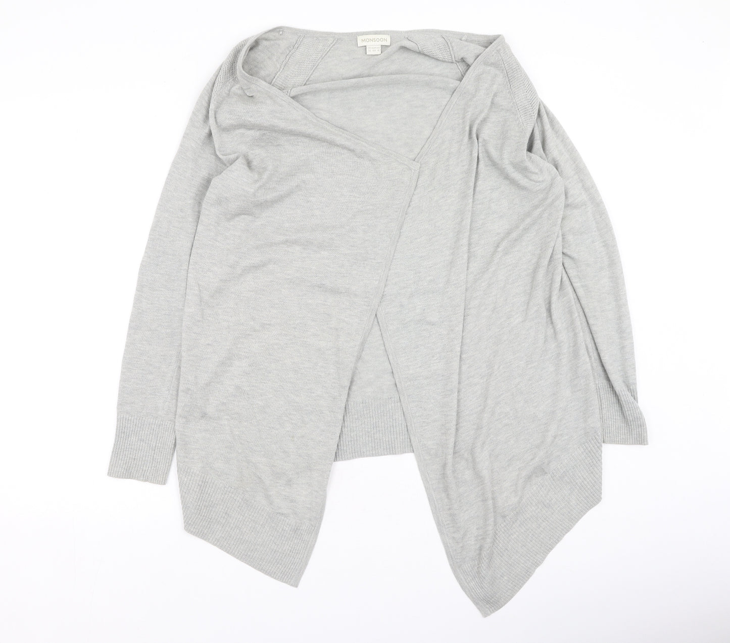 Monsoon Womens Grey Round Neck  Polyester Cardigan Jumper Size 12