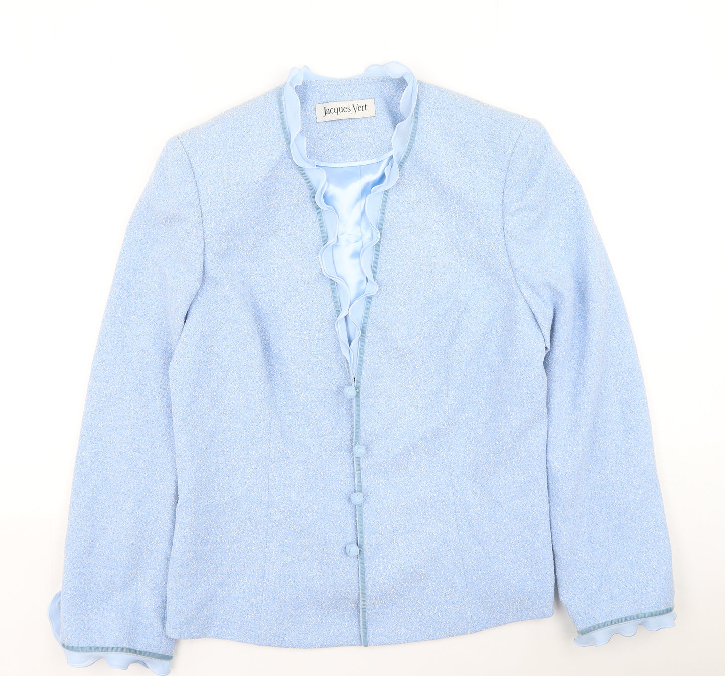 Jacques Vert Womens Blue Round Neck  Polyester Cardigan Jumper Size 12