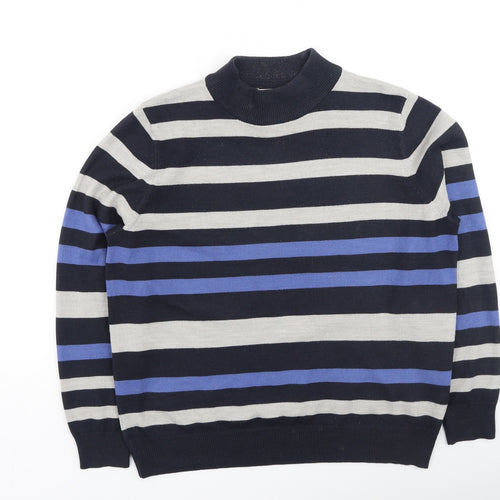 Marks and Spencer Womens Multicoloured High Neck Striped Acrylic Pullover Jumper Size 14