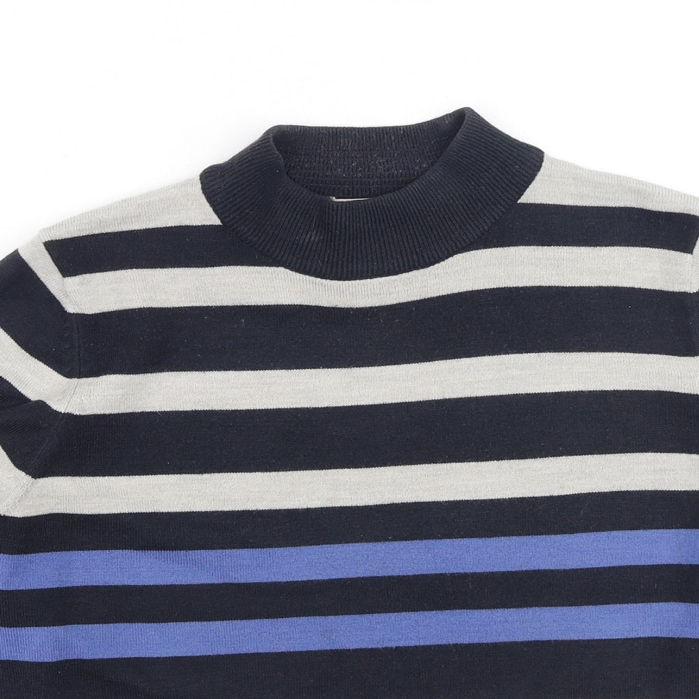 Marks and Spencer Womens Multicoloured High Neck Striped Acrylic Pullover Jumper Size 14