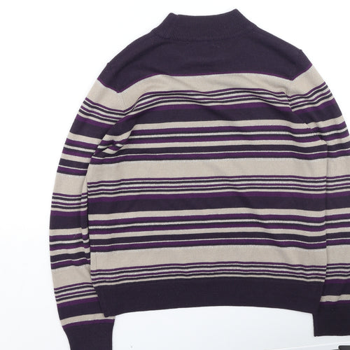 Marks and Spencer Womens Multicoloured Round Neck Striped Acrylic Pullover Jumper Size 14