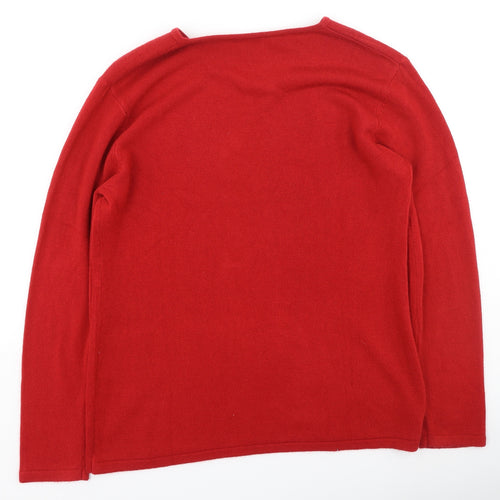 Damart Womens Red Round Neck  Acrylic Pullover Jumper Size 14