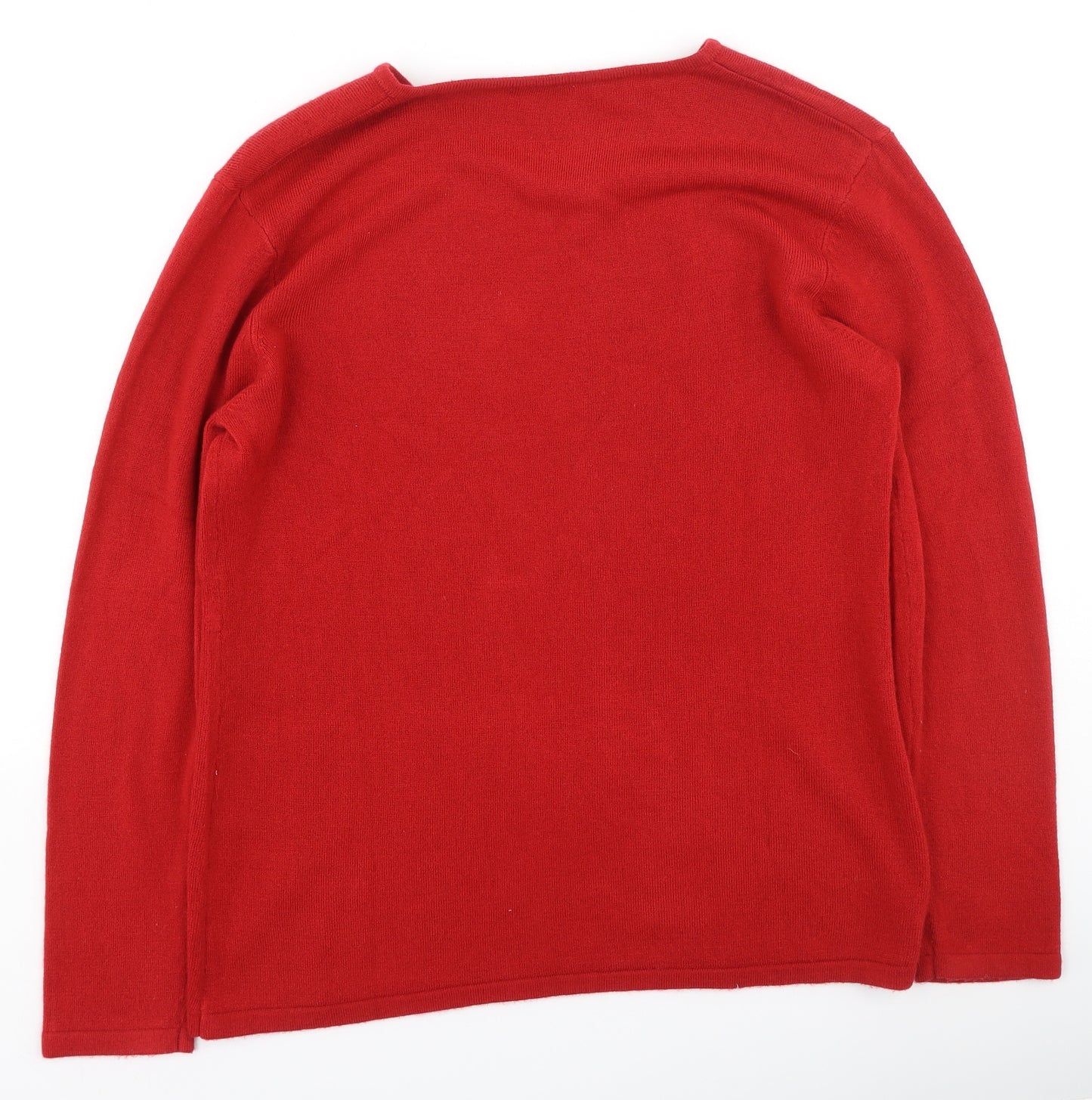 Damart Womens Red Round Neck  Acrylic Pullover Jumper Size 14