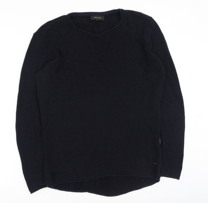 River Island Mens Blue Round Neck Acrylic Pullover Jumper Size M