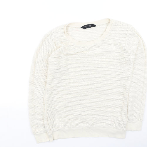 Dorothy Perkins Womens Ivory Round Neck  Cotton Pullover Jumper Size 12