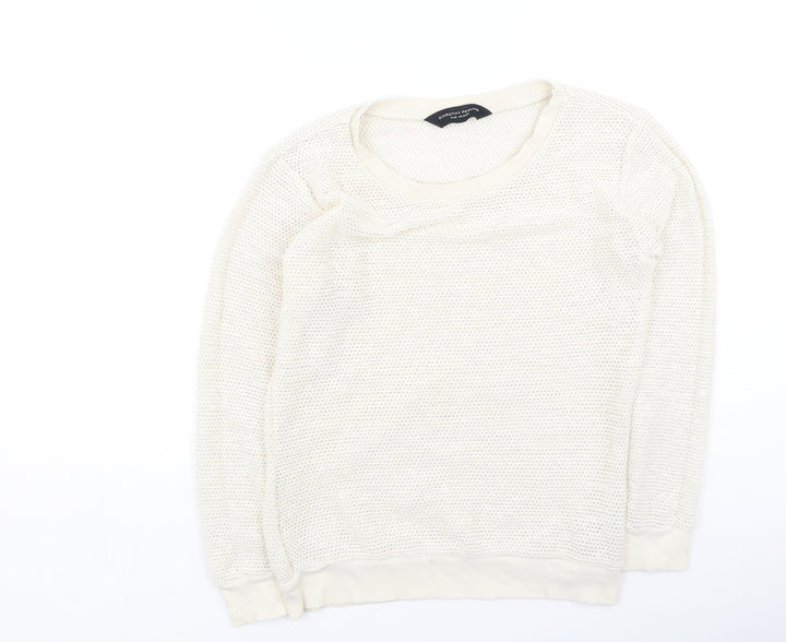 Dorothy Perkins Womens Ivory Round Neck Cotton Pullover Jumper Size 12