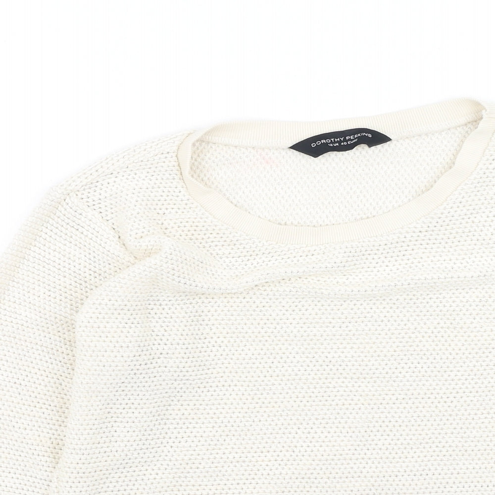 Dorothy Perkins Womens Ivory Round Neck  Cotton Pullover Jumper Size 12