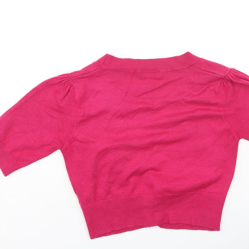 F&F Womens Pink V-Neck  Viscose Cardigan Jumper Size 8