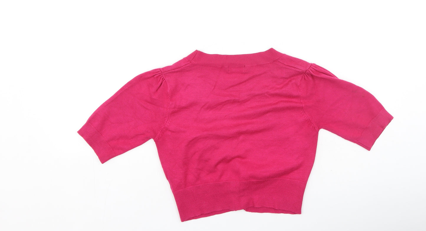 F&F Womens Pink V-Neck  Viscose Cardigan Jumper Size 8