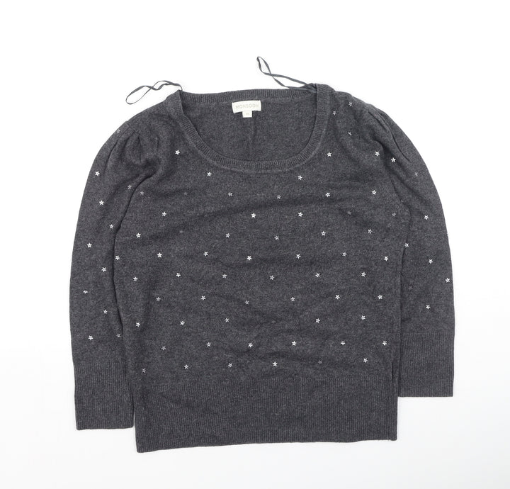 Monsoon Womens Grey  Cotton Pullover Sweatshirt Size M