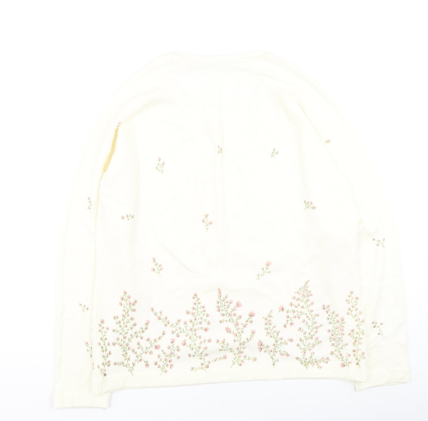 Berkertex Womens Ivory Round Neck Floral Modal Pullover Jumper Size 14
