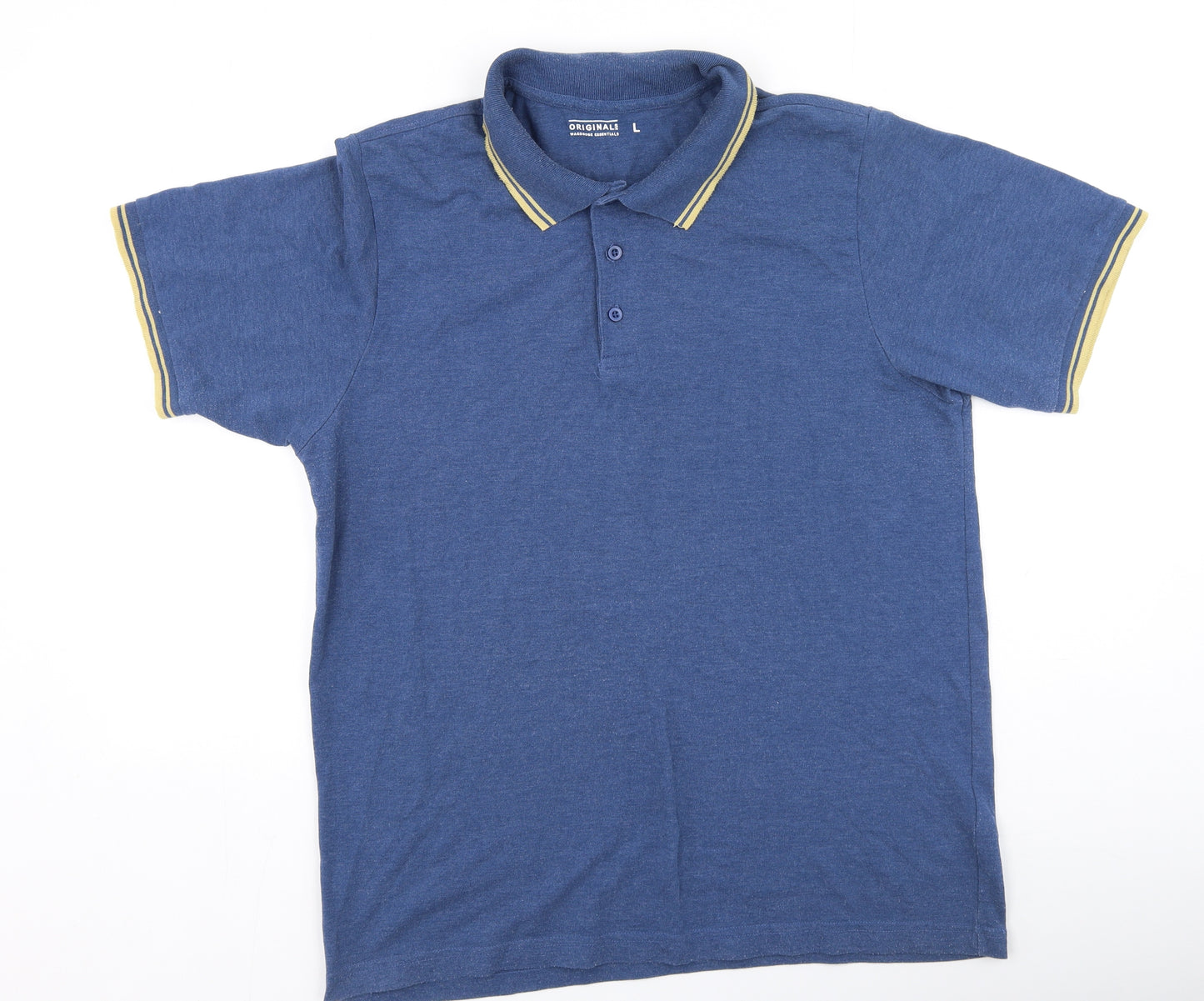 Preworn  Mens Blue  Cotton  Polo Size L Collared
