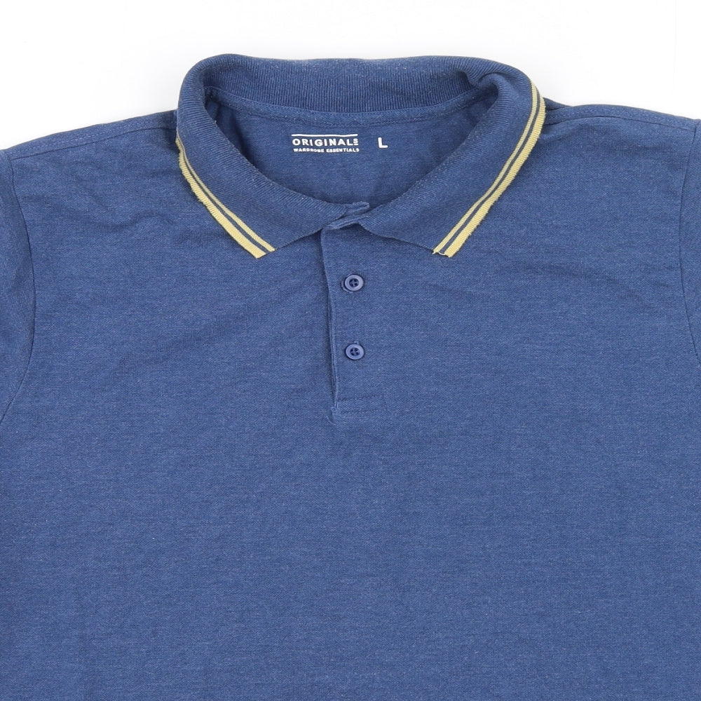 Preworn  Mens Blue  Cotton  Polo Size L Collared