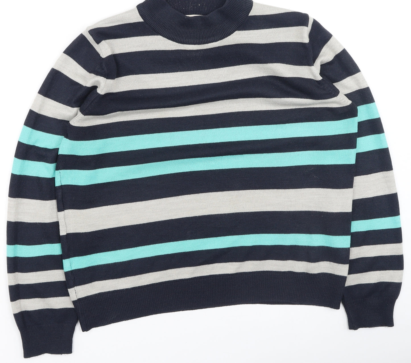 Marks and Spencer Womens Multicoloured Round Neck Striped Acrylic Pullover Jumper Size 14