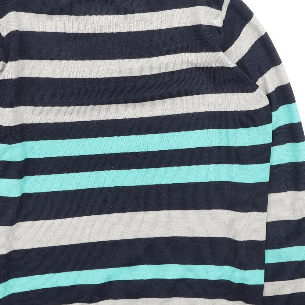 Marks and Spencer Womens Multicoloured Round Neck Striped Acrylic Pullover Jumper Size 14