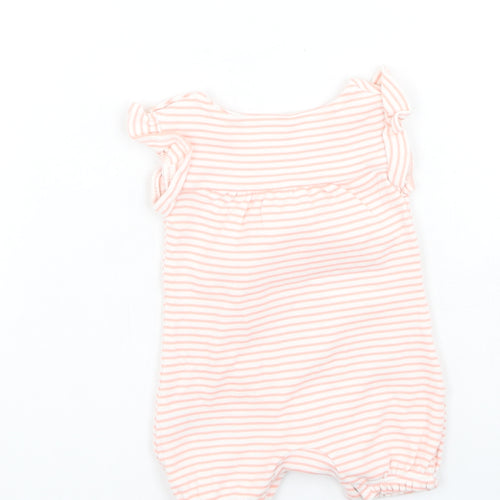 Marks and Spencer Girls Pink Striped Cotton Jumpsuit Outfit/Set Size 0-3 Months