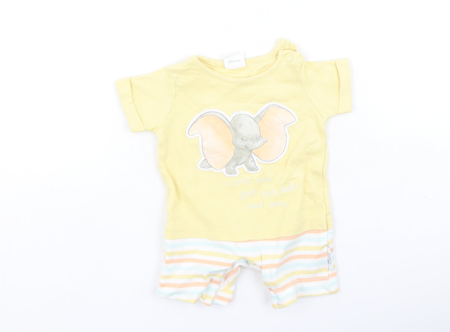 Preworn Baby Multicoloured Striped Cotton Romper Outfit/Set Size 0-3 Months   - Disney