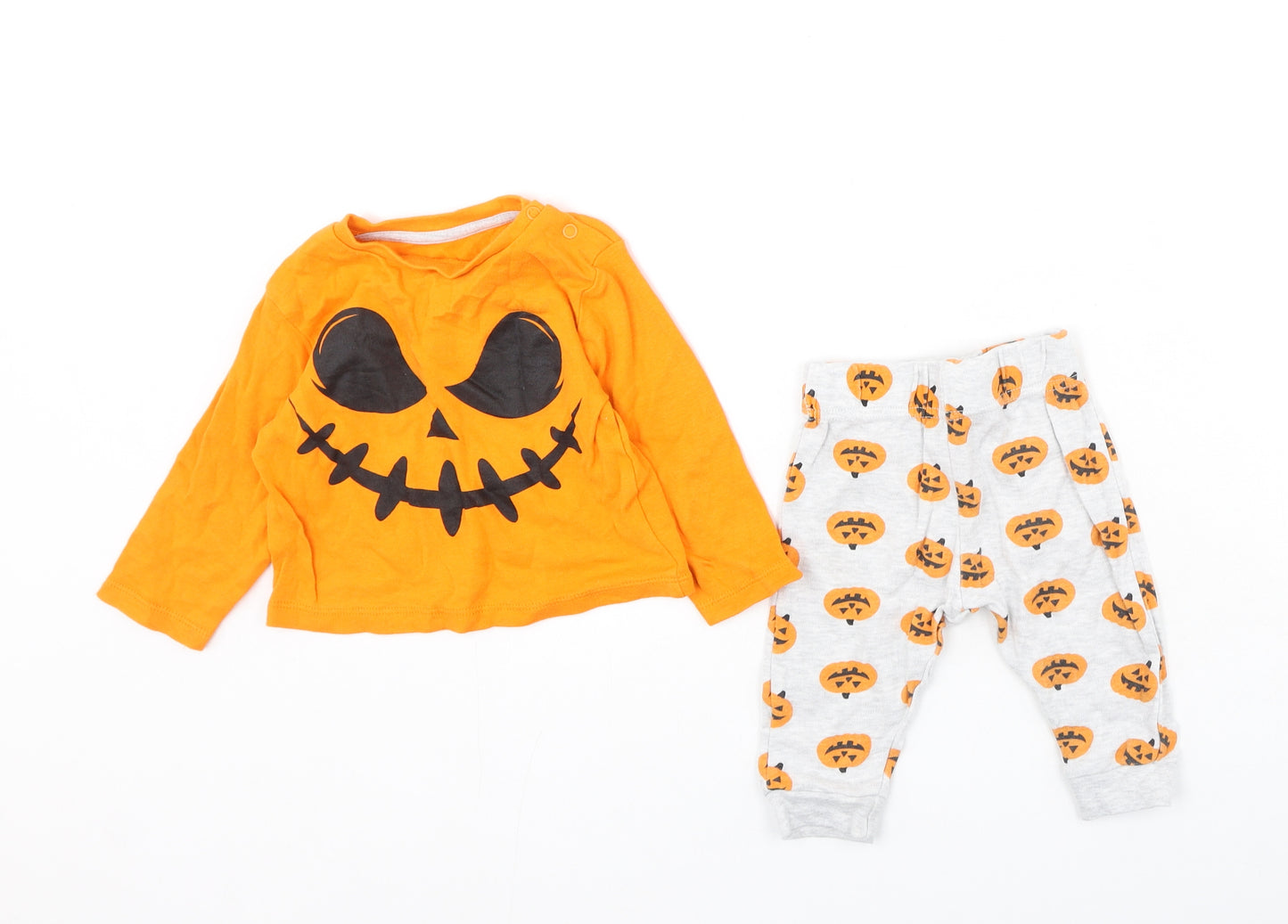Pep & Co Baby Orange  Cotton Cami Lounge Set Size 6-9 Months   - pumpkin