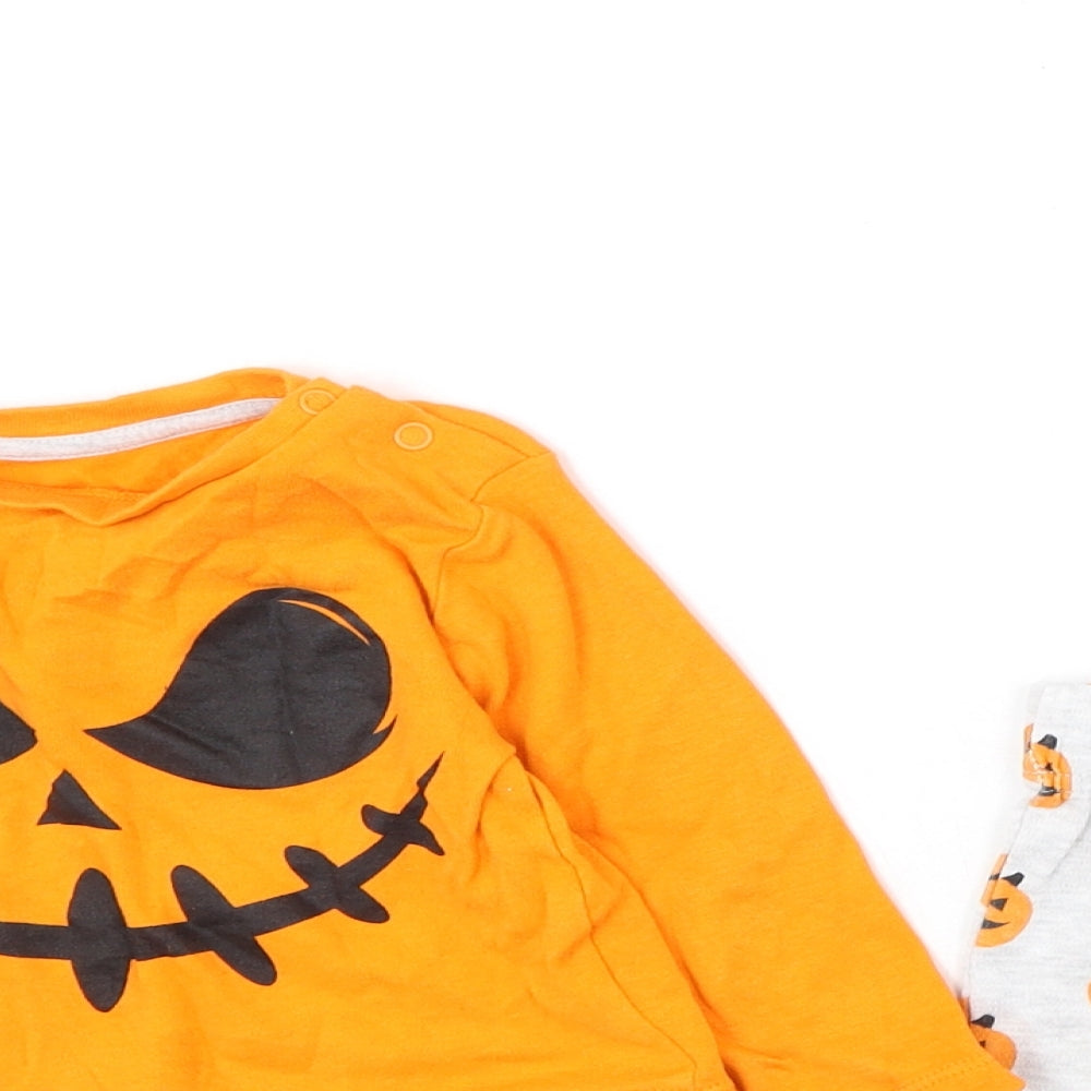 Pep & Co Baby Orange  Cotton Cami Lounge Set Size 6-9 Months   - pumpkin