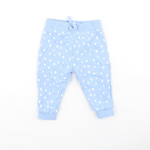 Dunnes Stores Baby Blue Spotted Cotton Jogger Trousers Size 6-9 Months