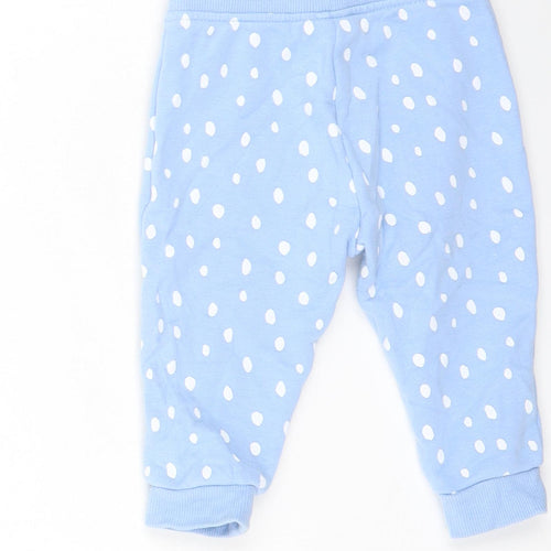 Dunnes Stores Baby Blue Spotted Cotton Jogger Trousers Size 6-9 Months
