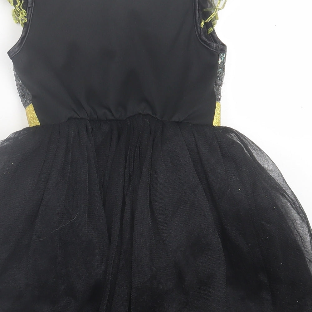 George Girls Black  Polyester A-Line  Size 5-6 Years  Crew Neck Hook & Loop - Batman