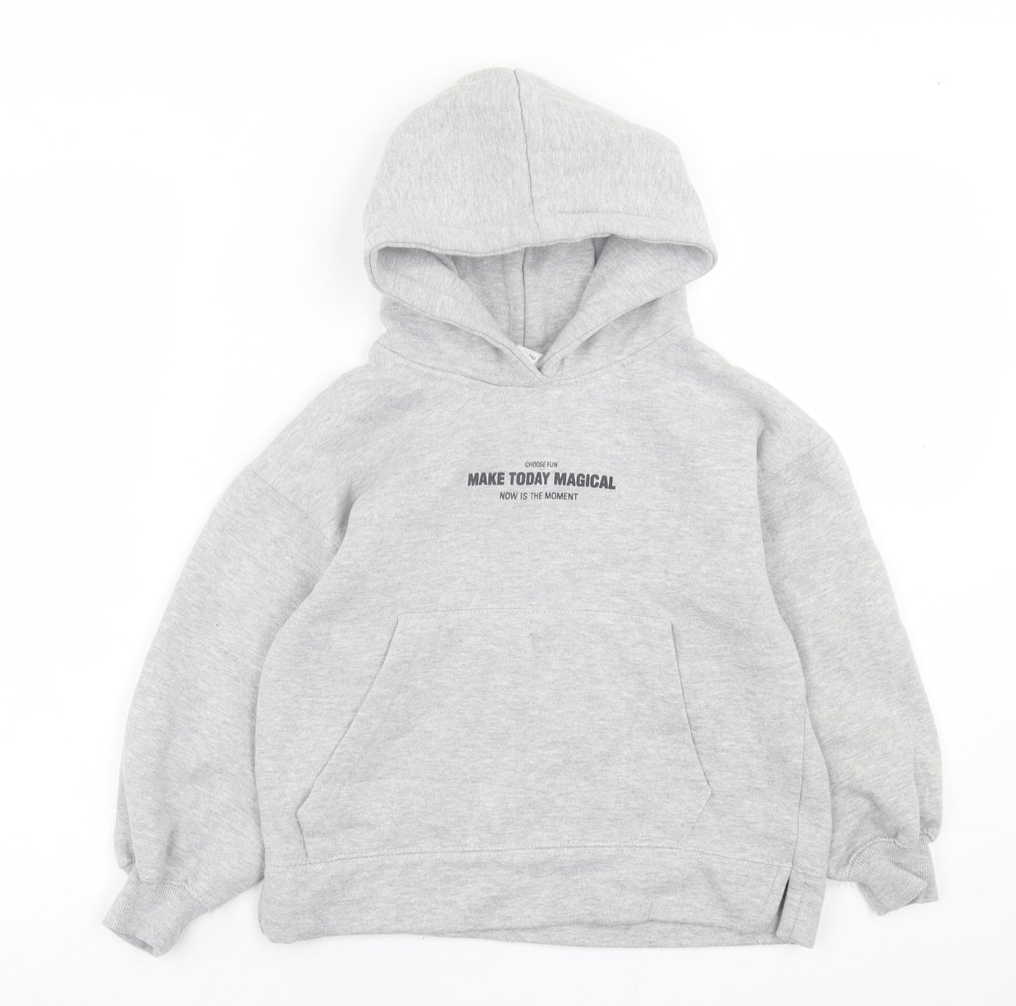Zara Boys Grey  Cotton Pullover Hoodie Size 10 Years  Pullover