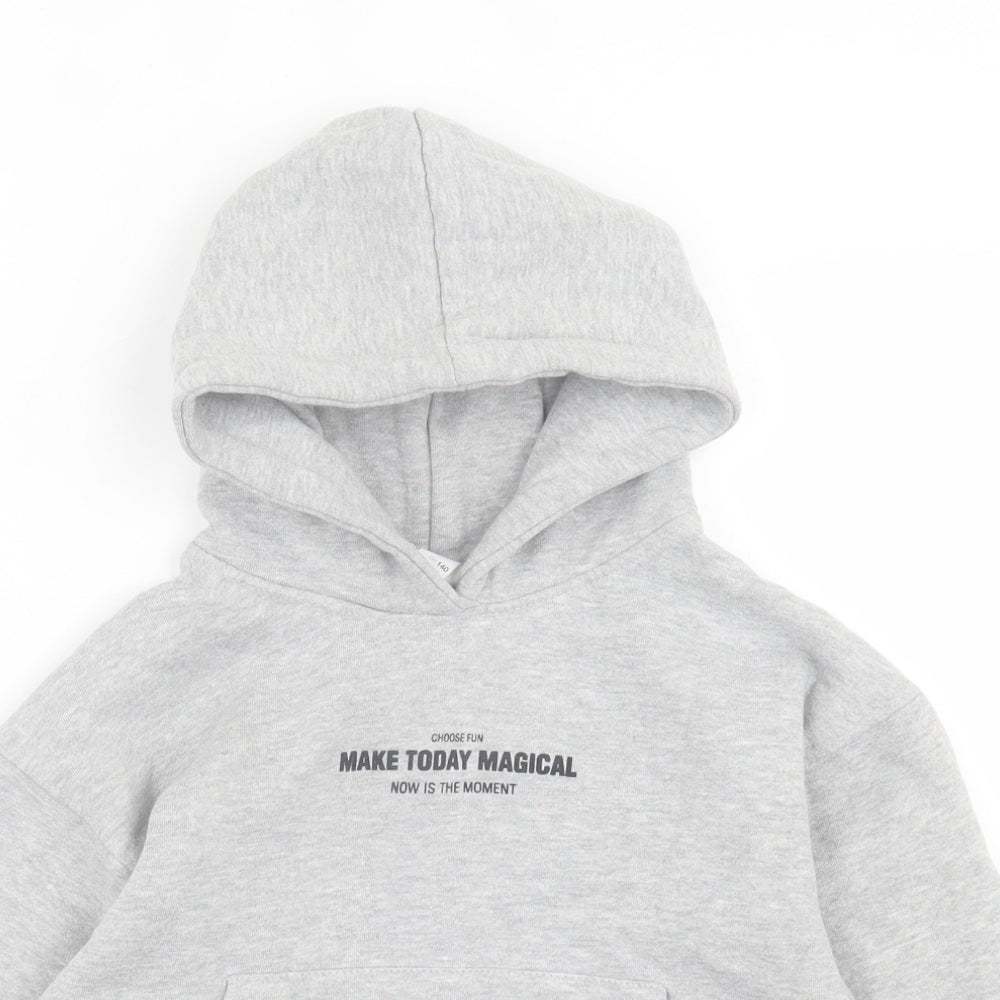 Zara Boys Grey  Cotton Pullover Hoodie Size 10 Years  Pullover