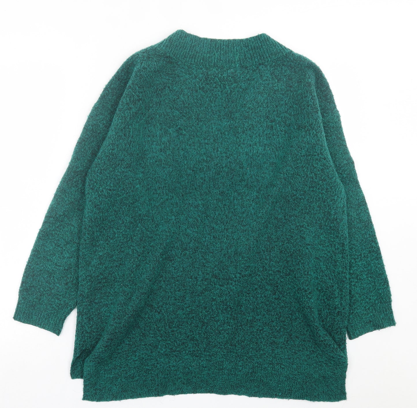 Peacocks Womens Green V-Neck  Acrylic Pullover Jumper Size M