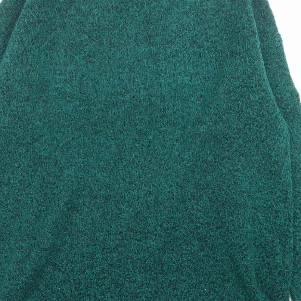 Peacocks Womens Green V-Neck  Acrylic Pullover Jumper Size M