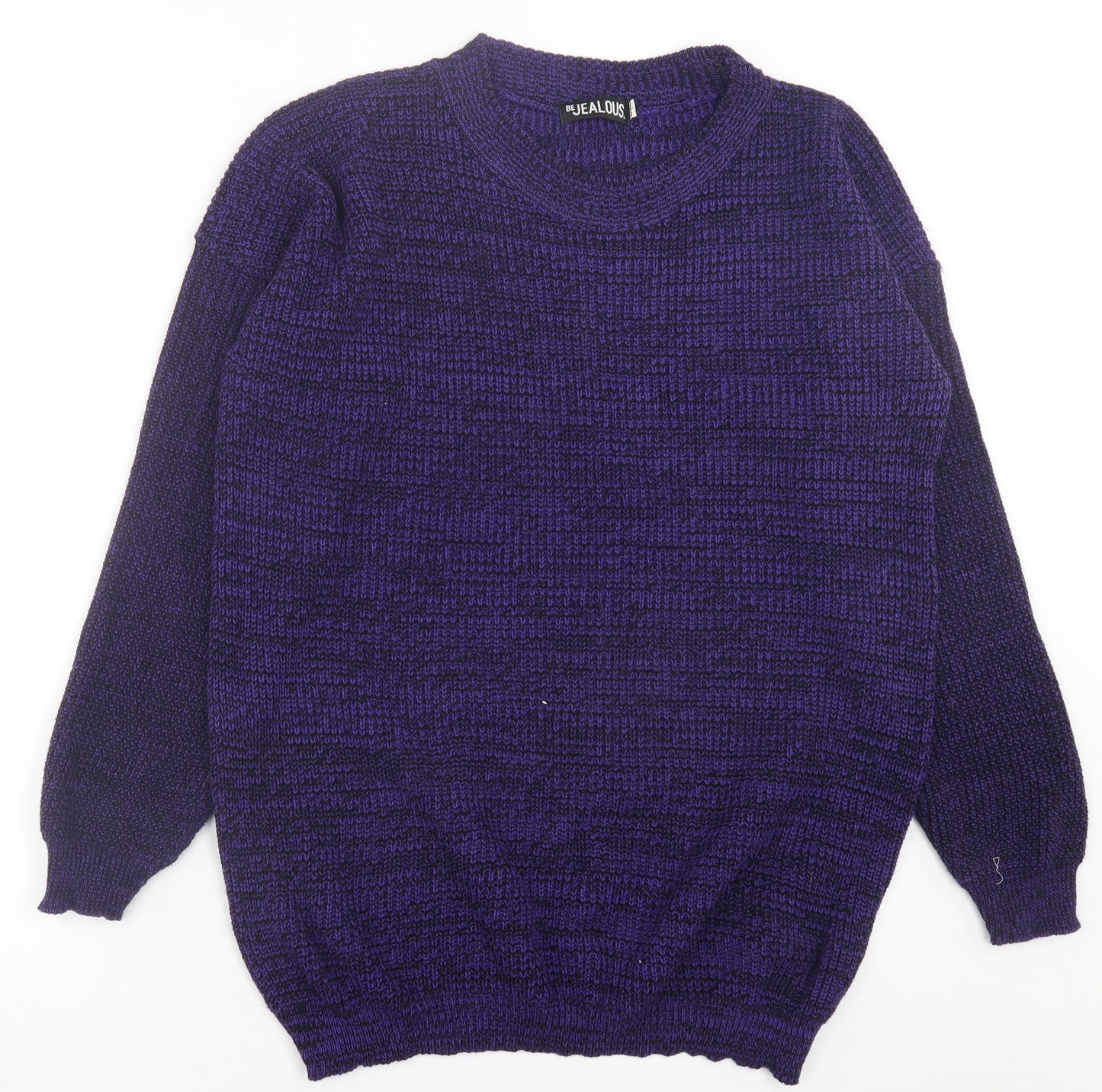 Be Jealous Womens Purple Crew Neck  Acrylic Pullover Jumper Size L