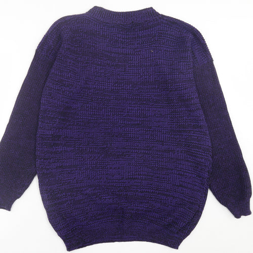 Be Jealous Womens Purple Crew Neck  Acrylic Pullover Jumper Size L