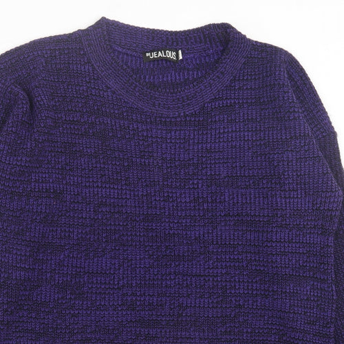 Be Jealous Womens Purple Crew Neck  Acrylic Pullover Jumper Size L