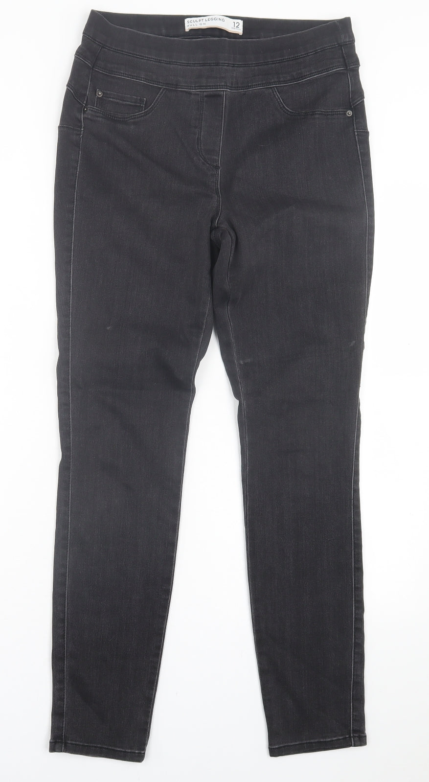 NEXT Womens Black  Cotton Jegging Trousers Size 12 L28 in Regular